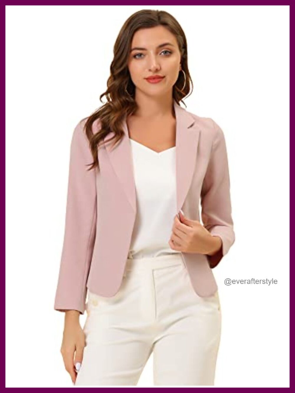 Allegra K Dressy Casual Open Front Crop Blazer for Office Work